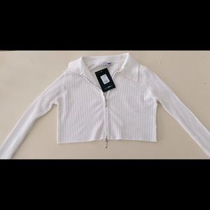 Fashion Nova Long Sleeve Zip Cropped Sweater